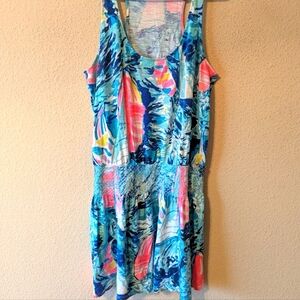 Lilly Pulitzer Blouson Smocked Waist Colorful Sleeveless Dress